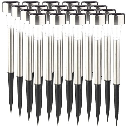 PEARL Solarleuchten-Set Garten: 20er-Set Mini-Solar-LED-Wegeleuchten mit Dämmerungssensor, IP44 (Solar-LED-Gartenleuchten, Wegeleuchten Erdspieß, Kleine)