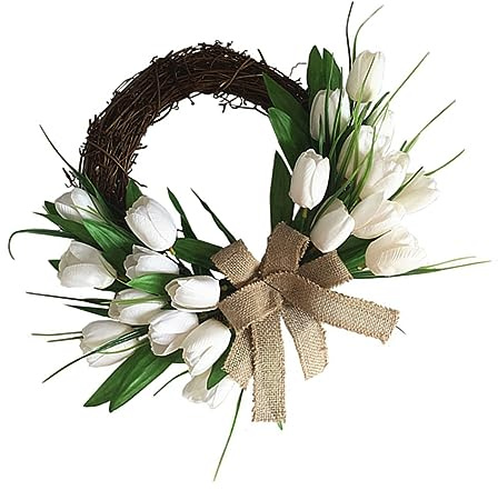 Garneck Decorativa Bianca Tulipani Artificiali in Plastica e Tessuto, Resistente senza Sfiorire, per Matrimoni e Decorazioni da Parete Eleganti
