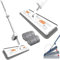 Roseionly Large Flat Mop,Flat Mop for Wet and Dry Use,360° Freely Rotating Mop Head,with 2 Microfiber Pads,Self-Contained Dewatering Scraper Mop,Cleaning Mop with Stainless Steel Long Handle (White)