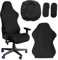 Lot de 4 housses de chaise de jeu - Extensible - Amovibles et lavables - Avec accoudoirs - Pour chaise de jeu, ordinateur, chaise pivotante (noir)