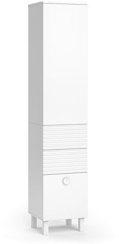 Vicco Armario de baño Sola, Blanco, 40.2 x 192.4 cm con Puerta y cajones