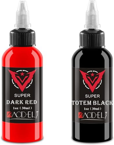 NAUDILIFE 2 Flaschen Tattoo-Tinte - Permanent Body Make-up Tattoo-Flässe und Schatten Klassische schwarze Tattoo-Tinte mit eleganter Rot (30 ML)