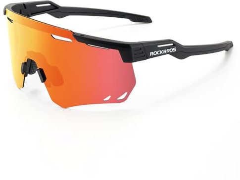 ROCKBROS Polarisierte Sonnenbrille Fahrradbrillen Damen Herren TR90-Rahmen für Radfahren Laufen Angeln Radbrille Schwarz