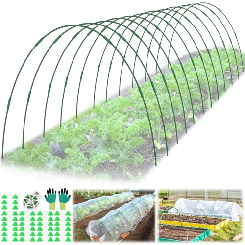 60 Stück Gartenreifen für Hochbeete, Gewächshausreifen, Wachstumstunnel, rostfrei, Fiberglas-Reifen, Haus-Set, Pflanzenstütze, Gartenpfähle, Rahmen für Netz, Schatten, Stoff, Reihenabdeckung,