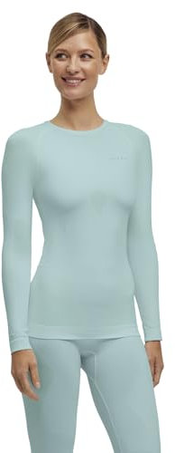 FALKE Damen Baselayer-Shirt Warm Round Neck W L/s Sh Funktionsmaterial schnelltrocknend 1 Stück, Grün Jade 7439, XL