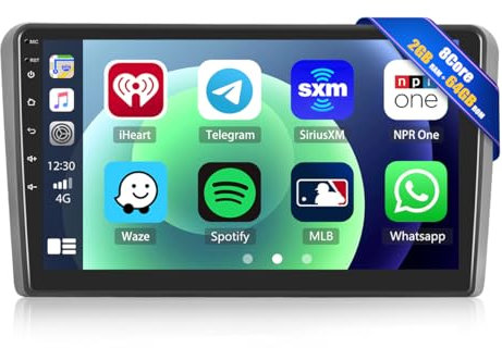 8-Core CAMECHO Android 13 Radio Coche para Audi A3 S3 RS3 8P 8V 2008-2012 con Carplay Android Auto GPS,2G+64G丨Pantalla de 9 Pulgadas con Bluetooth DSP RDS MirrorLink