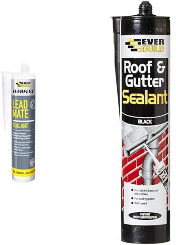 Everbuild Everflex Lead Mate Sealant – Exceptional Adhesion – Neutral Cure – Lead Grey – 295ml & Everflex Roof and Gutter Sealant – Butyl-Based Sealant and Adhesive for Roofing