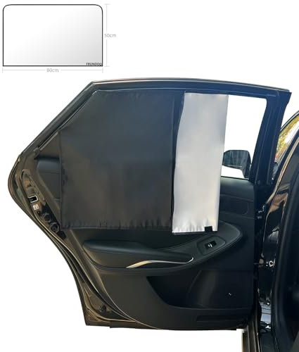 Frundoo ProtecciÓN Solar para AutomÓViles 4 Piezas Cortina De MagnÉTica para Auto Protector Solar Lateral para Coche Parasoles MagnÉTico para Ventana Lateral del Coche(La Ventana Trasera)