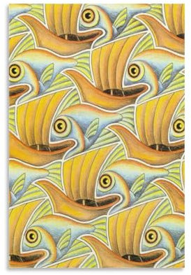 QINGYUAN M.C. Escher Fisch- und Boot-Poster, Leinwand-Kunstdruck, modernes Familienschlafzimmer-Dekor-Poster, 40 x 60 cm