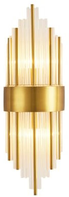 Hnexsei Elegante Goldene Wandleuchte mit Kristallrohren und Goldenen Metallakzenten - 45cm E14 Wandleuchte für Moderne Innenräume (45cm)