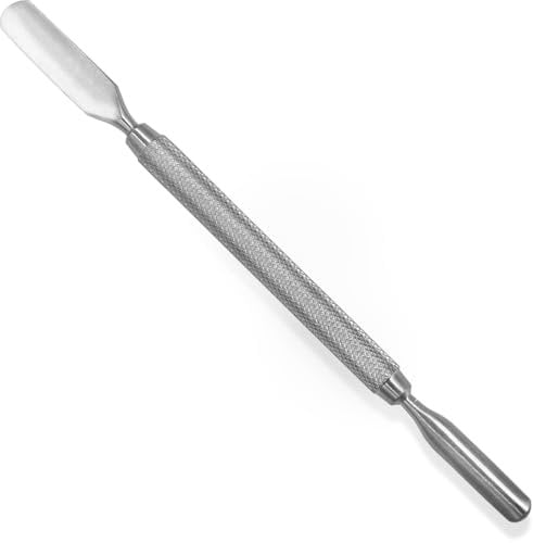 Dual Ended Stainless Steel Cuticle Pusher - Non-Slip Handle, Nail Scraper, Pedicure Cleaner Tool, Nail Care, Manicure, Pedicure Tools Accessories - For Fingernails & Toenails
