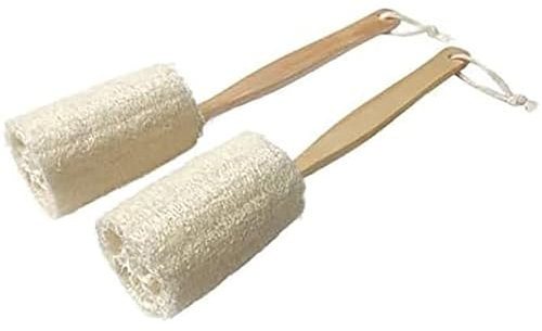 Generisch Langstielige Luffa-Peelingbürste, Peeling- für Duschbad, Werkzeug zur Tiefenreinigung Schlammentfernung, 2er-Pack Toner Mist (Beige, One Size)