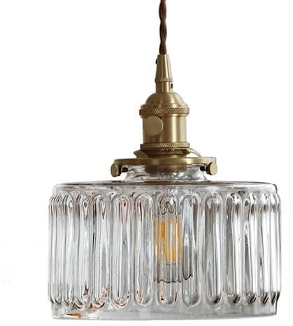 Lámpara Colgante de Vidrio de Estilo Simple, Pantalla Colgante de Cristal de Alta Transmitancia, Lámpara Colgante de Solo Cabezal con Fuente de Luz E27, para Isla de Cocina y Comedor