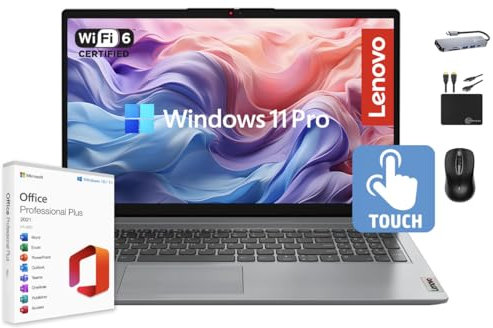 Lenovo IdeaPad Laptop Newest 15.6 FHD IPS Touchscreen for Business, 24GB RAM, 1.5TB Storage (1TB SSD + 500GB Ext.), 6-Core Intel i3, Wi-Fi 6, Long Battery, MarxsolAccessory, Win 11 Pro with MS Office