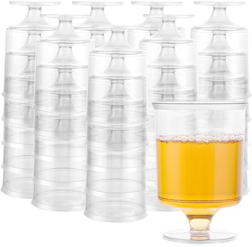 DAJAVE Lot de 65 verres à vin en plastique de qualité supérieure - 180 ml - Verres à vin en plastique - Réutilisables - Verres à cocktail - Verres à vin en plastique - Verres à vin pour mariages
