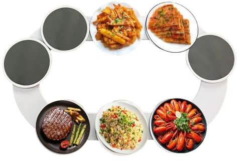 Lazy Susan - Tocadiscos para mesa de comedor, bandeja giratoria, estante de almacenamiento giratorio expandible para mesa de cocina y comedor, taza de comida portátil (A)