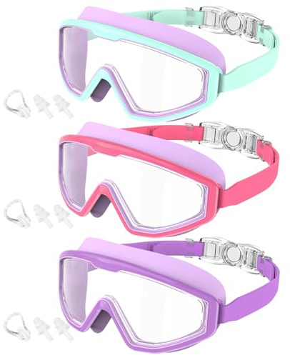 CIFOYA Kids Swim Goggles, 3 Pack Swimming Goggles for Kids 4-16, Anti-Fog UV Protection Pool Glasses for Boys Girls