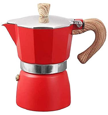 MOBYGKFY Mocha Latte Coffee Maker Moka Espresso Aluminum Mug Octagonal Percolator Pot Stovetop Coffee Maker(Rosso)