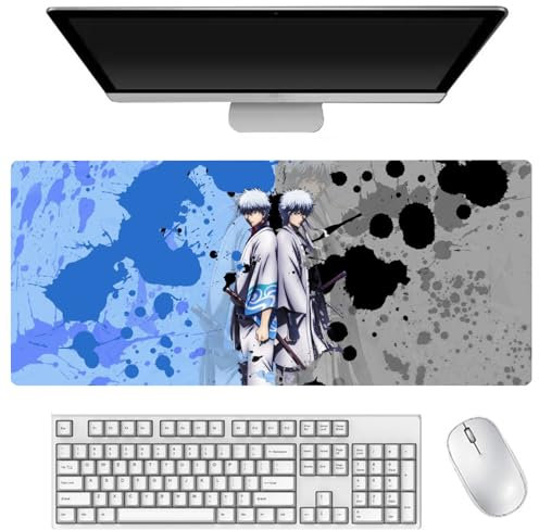 Zhongkaihua Sakata Gintoki Mauspad, 40 x 90 cm, großes Gaming-Tastatur-Mauspad, Anime-gedrucktes Muster, rutschfeste Gummi-Schreibtischunterlage für Büro, Computer, Laptop