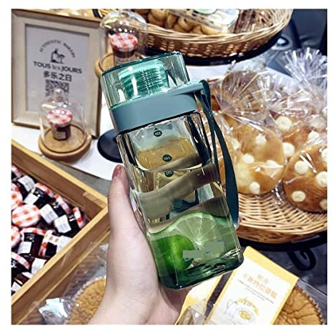 MRKU Kreative tragbare Casual Cup Outdoor Drop Proof Transparent Watercup Einfache quadratische Plastikwasserflasche Trinken