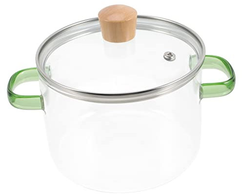 BESTOYARD Clear Glass Stockpot with Lid Double Ear Ramen Cooking Pot Heat Resistant Glass Cookware for Soup Porridge and Noodles Capacity for Home Use