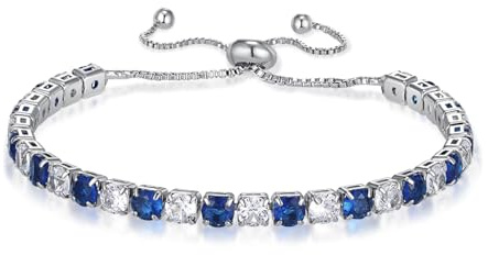 INSPUTOL Damen Tennisarmband, verstellbar, Sterling Silber, mit Kristall-Zirkonia, Schmuck mit Geburtsstein, Geschenkidee