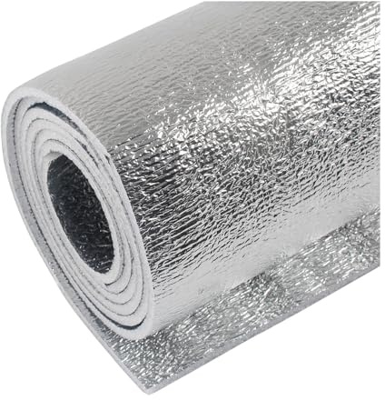 HBOOMOEM Reflektierende Folien-Isolierrolle，Doppelseitige Aluminium-Hitzeschutzfolie，Geeignet FüR Fenster, BöDen, KüHlboxen, DäCher, DachböDen, AußEnwäNde Und HäUser.(100CM/39.4IN,1CM/0.39IN)
