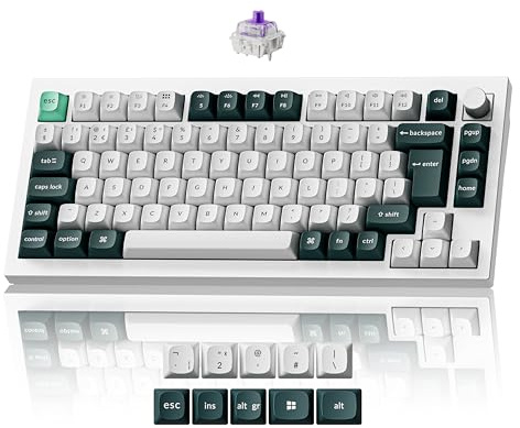 Keychron Q1 HE Wireless Gaming Keyboard - 75% Layout UK, Hall Effect Magnetic Linear Switches, Rapid Trigger, Hot-Swappable, RGB Backlit, Bluetooth 5.1/2.4GHz, Mac & Windows Compatible (Shell White)