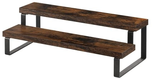Swtgaah Holz Aufsteller Mehrstufig, Präsentationsregal Etagere aus Naturholz 35 cm, 2-stufig & 3-stufig Gewürzregal Deko Aufsteller für Küche, Wohnzimmer (1)