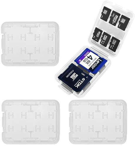 PYRUVAE 4 Stücks SD und Micro SD Karten Aufbewahrung, Wasserfest Schutzhüllen für Speicherkarten für 4 SD SDHC SDXC Karten + 8 Micro SD/TF Karten