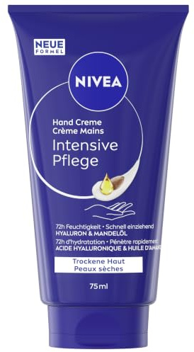 NIVEA Intensive Care Handcreme, 75 ml | Reichhaltige Hautcreme mit Mandelöl und Sheabutter, 24 h Feuchtigkeit, Vegan, NIVEA-Duft