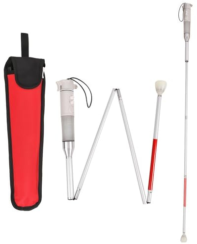 BESTXH Bastone Intelligente Multifunzione per Non Vedenti con Segnale Acustico E Luminoso, Allarme Elettronico per Bastoni da Cieco con Aggancio Magnetico,Whiteheads