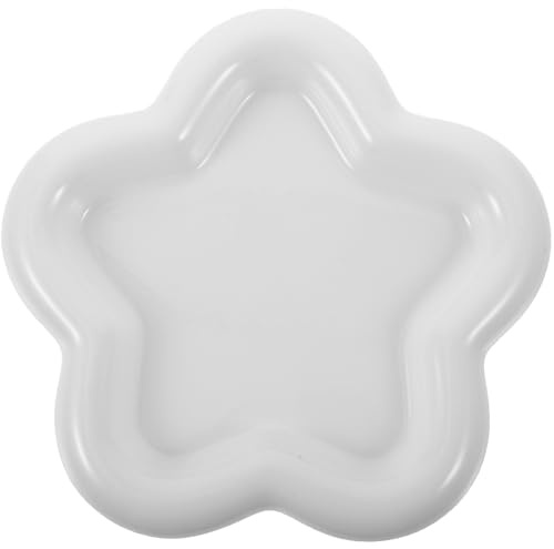 PACKOVE Assiette à Bijoux Décorative Petit Plateau à Bagues et Porte-lipsticks Forme Fleur en Céramique Blanche pour ou Anniversaire