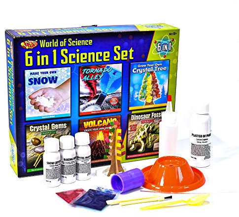 The Magic Toy Shop 6 in 1 Science Set - 6 Unique STEM Experiments Including Volcano Eruption, Crystal Growing, Snow Making & Dinosaur Fossil Digging Kit - Educational Activities for Boys & Girls