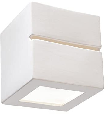 SOLLUX lighting Leo Line Wandleuchte Innen aus Keramik – Wandbeleuchtung für Wohnzimmer und Esszimmer – Flurlampe in Weiß, 14 x 14 x 14 cm