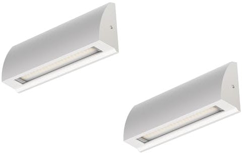 ledscom.de 2 Stück LED Wandleuchte/Treppenlicht SEGIN für außen, IP54, flach, Downlight matt, eckig, 6,2 W, 566lm, warmweiß