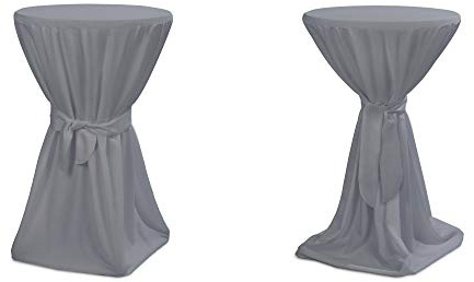 TexDeko® Stehtischhussen Premium mit Schleifenband Grau Ø 80cm | Husse für Bistrotisch, blickdicht 170gsm Stoffgewicht, Überwurf, Bartisch, Tischüberzug, Event, Gastronomie, waschbar