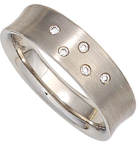 Jobo Damen-Ring aus 950 Platin matt mit 5 Diamanten Größe 58