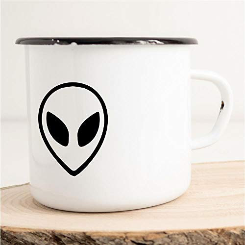 Huuraa Emaille Tasse Alien Geschenk Kaffeebecher Vintage 300ml Alien Geschenkidee