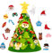 Albero di Natale in feltro 3D, albero di Natale fai da te con 28 ornamenti, splendide decorazioni natalizie, regali di Natale ideali per i bambini
