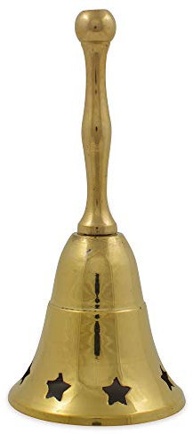 Messing Weihnachtsmann Glocke mit Sternen - Gold 13381-13 cm - Weihnachtsglocke Nikolausglocke Bescherung Heilig Abend Nikolausabend