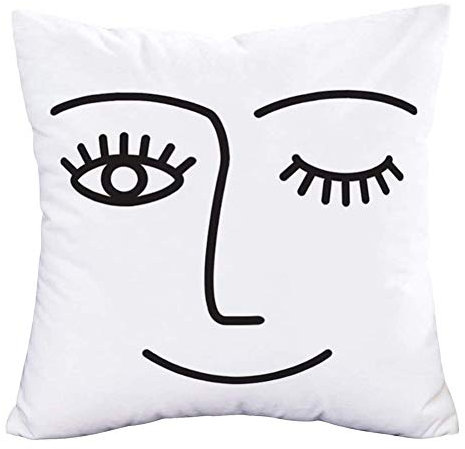 Qinqingo Wink Dekokissenbezüge, schwarze Wimpern, geschlossene Wimpern, Augenlider, Mädchen, dekorativer Kissenbezug, superweich, quadratisch, 45,7 x 45,7 cm für Sofa Couch (Wink)