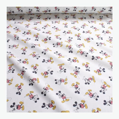 Stoff am Stück Stoff Baumwolle weiß Mickey Mouse Walt Disney Baumwollstoff