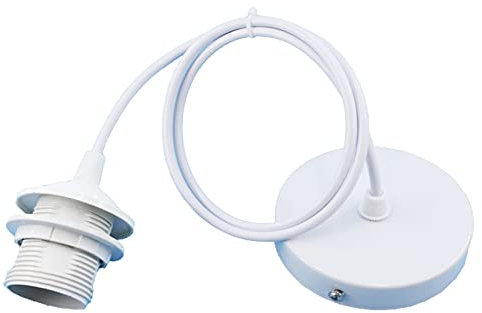 E27 Porte Lampe Suspension Avec Câble 1m - Pendentif Accessoires pour Bar, Café, Magasin de Vêtements, Maison, Hôtel (Blanc)