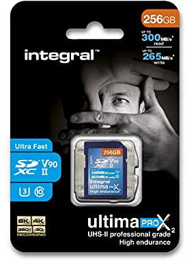 Integral 256GB UHS-II SD-Karte v90 Bis zu 300MB/s Lese- und 265MB/s Schreibgeschwindigkeit SDXC Professional High Speed Speicherkarte
