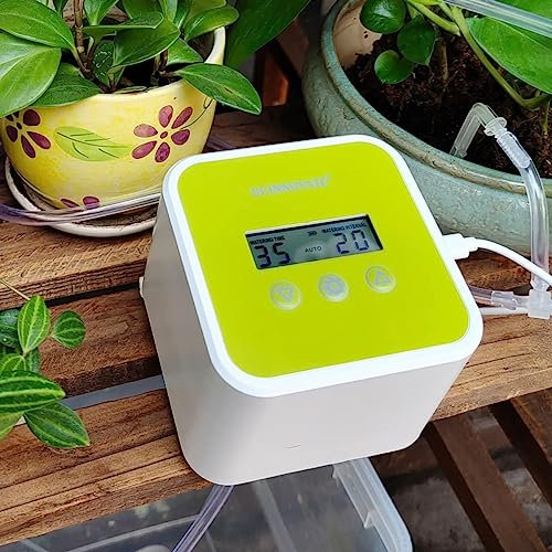 WF Sistema de riego automático por goteo, kit de riego inteligente para plantas de interior, equipo de riego para plantas en maceta, invernadero alimentado por USB de 5 V y baterías