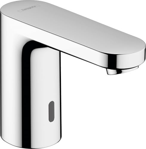 hansgrohe Vernis Blend - Elektronik-Waschtischarmatur mit Ablauf, isolierte Wasserführung, Wasserhahn mit Infrarot-Sensor, Auslauf Höhe 100 mm, Mischbatterie wassersparend (EcoSmart), Chrom, 71502000