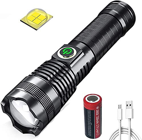 WINDFIRE XHP70 Torcia USB Ricaricabile Super Luminosa Torcia LED da 500000 Lumen con Zoomable, Impermeabile, 5 Modalità Torcia per Escursionismo Campeggio Escursionismo All'aperto Emergenza