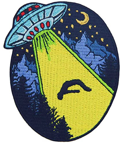 UFO Loser Collector Get in X File Patch Alien Badge Embroidered Biker Applique Iron On Sew On Emblem, oval