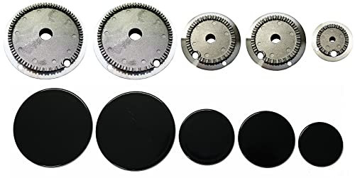 Electrolux Rex Aeg Zanussi Kit 5 bruciatori spartifiamma + 5 piattelli smaltati neri - 2 grandi - 2 medi - 1 piccolo per cucina piano cottura 5 fuochi - KIT44050/B